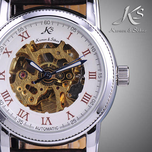 *FREE COURIER* KRONEN & SOHNE Rome Skeleton Automatic Mechanical Watch w/ box, papers, warranty