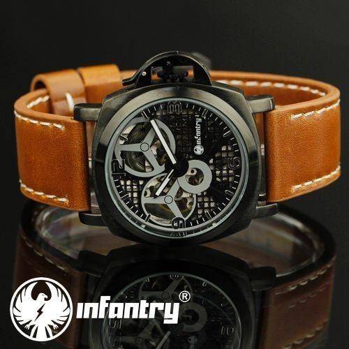 INFANTRY MILITARY CO. IN-025-MAC-L Meccanico Brown Leather Watch BOXED, FULLY LOADED!