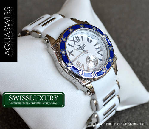 *LAST LEFT!!* AQUASWISS Women's Snow White DIAMOND Watch Swiss Made w. 12 diamonds