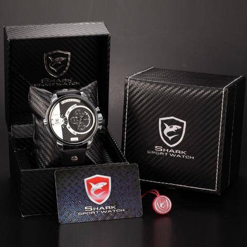 SHARK "CHIEF" 52mm GIANT DUAL TIME CHRONOGRAPH WATCH W/ BOX, PAPERS, LOADED!!