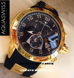 official dealer R28,000.00 >> Rare AQUASWISS Men's 18k GOLD Dark Knight Trax Chronograph Swiss Watch