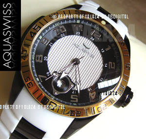 NO RESERVES R28,000.00 >> AQUASWISS Men's Snow Surfer 18k GOLD Black Ion Men's Swiss Watch