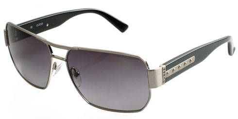 Authentic GUESS Men's Silver Pilot Aviator Sunglasses + Luxury GUESS Case BRAND NEW