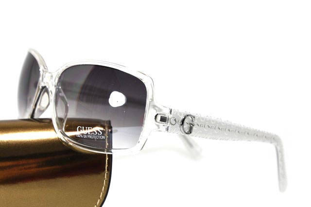 Authentic GUESS Ladies Sexy TRANSLUCENT White Sunglasses + Guess GOLD Case BRAND NEW
