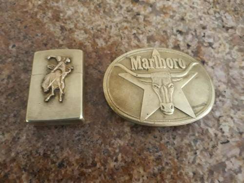 MARLBORO ZIPPO AND BELT BUCKLE