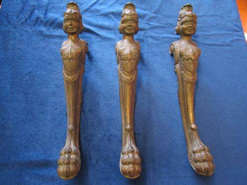 ESTATE SALE LOT 125 SET OF 3 ANTIQUE BRASS TABLE LEGS OR FURNITURE DECOR