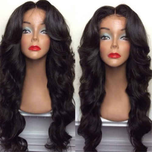 Long Middle Part Shaggy Big Wavy Synthetic Wig - Natural Black