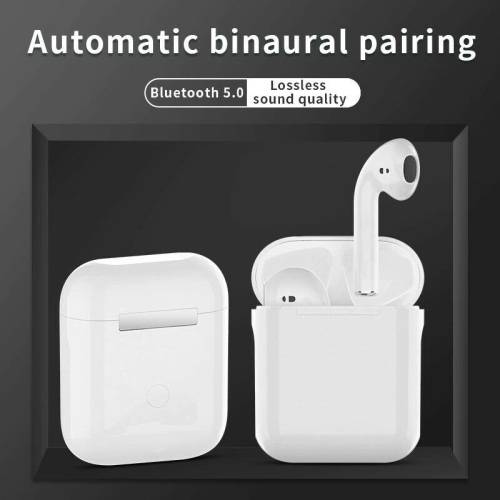 i12 Wireless Earphones. Compatible With Android, iOS, Windows and Mac OS. Bluetooth 5.0