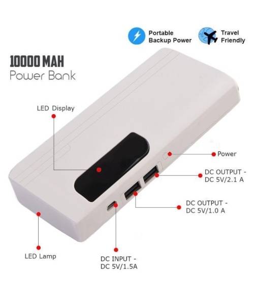 USB Power Bank 10000mah with Bright LED Room Lamp. Ideal For Power Cuts. Assorted colors available