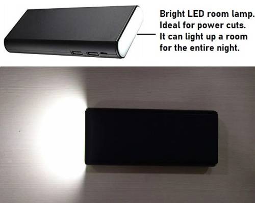 USB Power Bank 10000mah with Bright LED Room Lamp. Ideal For Power Cuts. Assorted colors available