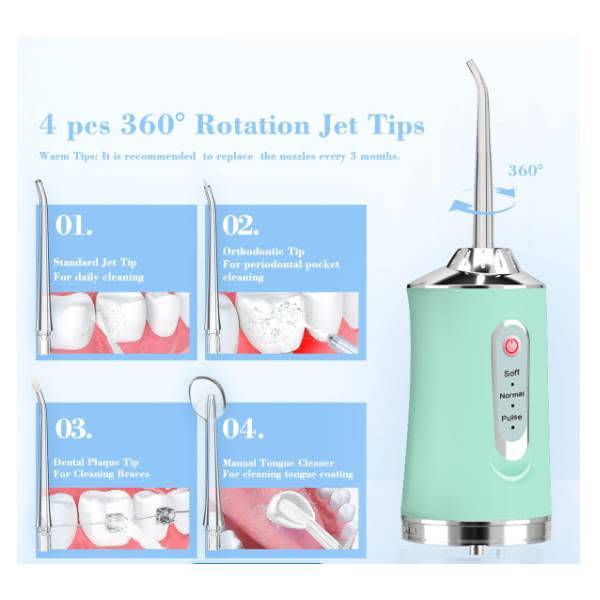 Portable Oral Irrigator  Electric Rechargeable Mouth/Gum/Teeth Cleaning Pink