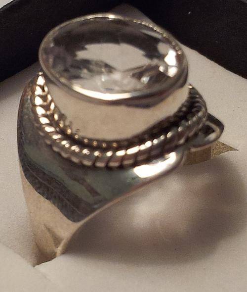 CRYSTAL STERLING SILVER RING