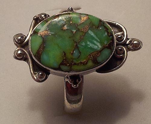 COPPER TURQUOISE STERLING SILVER RING