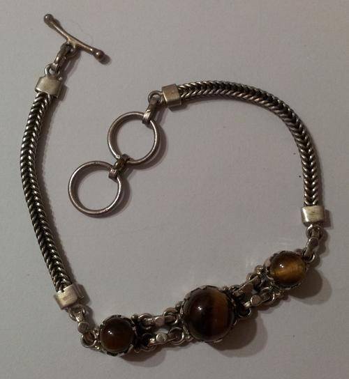 TIGERS EYE STERLING SILVER BRACELET
