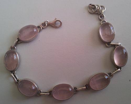 BEAUTIFUL ROSE QUARTZ STERLING SILVER BRACELET