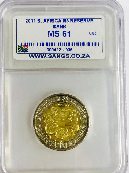**VERY SCARCE 2011 MS 61 SARB COLLECTION R5 COIN GRADED MS61**