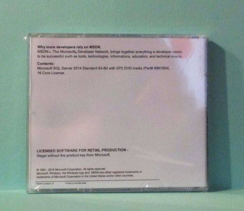Microsoft SQL Server 2014 Standard with 16 Core License, unlimited User CALs Brand New