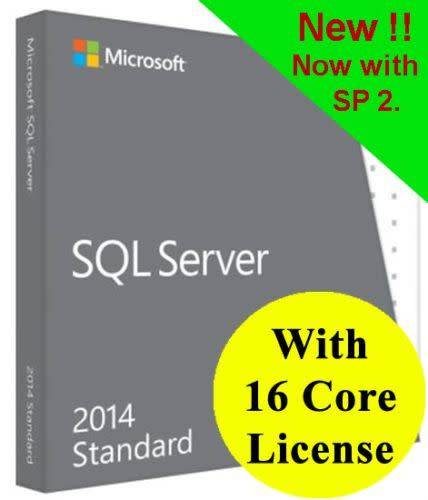 Microsoft SQL Server 2014 Standard with 16 Core License, unlimited User CALs Brand New
