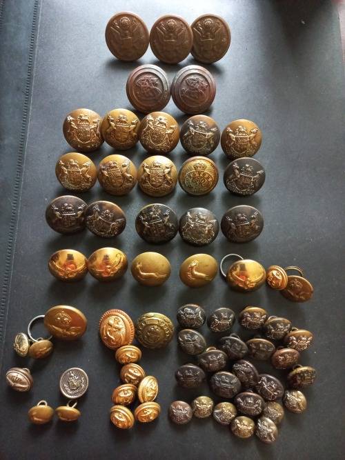 Large Collection of different military buttons