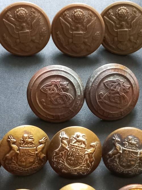 Large Collection of different military buttons