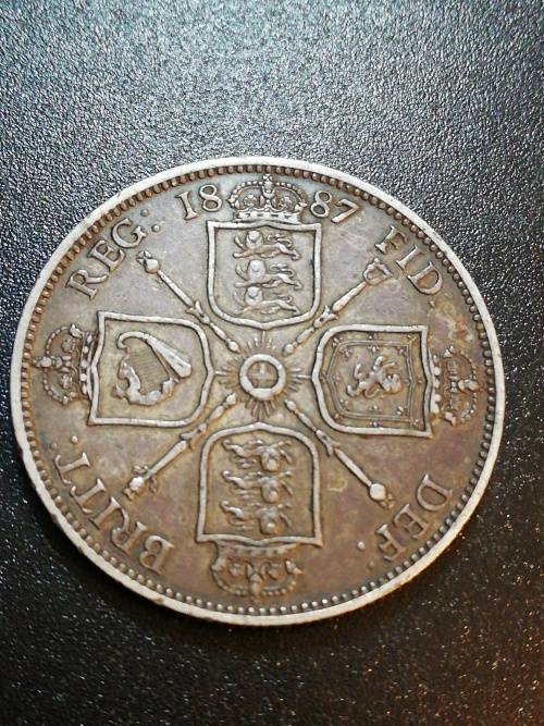 1887 Great Britain Florin. Sterling silver