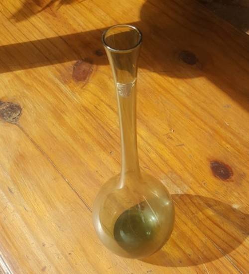 VERY RARE!! 1950S GULLASKRUF SWEDEN SMOKEY GREEN GLASS VASE