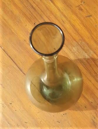 VERY RARE!! 1950S GULLASKRUF SWEDEN SMOKEY GREEN GLASS VASE