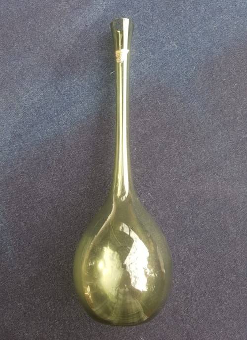 VERY RARE!! 1950S GULLASKRUF SWEDEN SMOKEY GREEN GLASS VASE