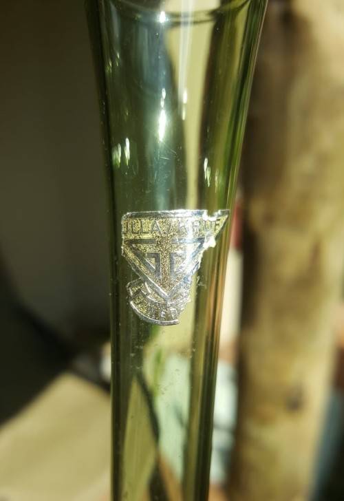 VERY RARE!! 1950S GULLASKRUF SWEDEN SMOKEY GREEN GLASS VASE