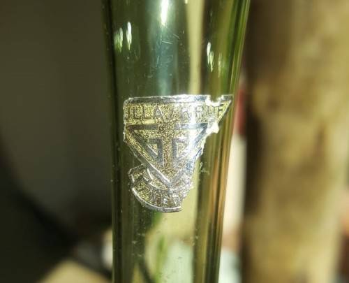 VERY RARE!! 1950S GULLASKRUF SWEDEN SMOKEY GREEN GLASS VASE