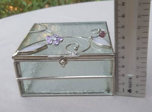 CUTE FROSTED GLASS AND ALUMINIUM TRINKET / JEWELLERY BOX