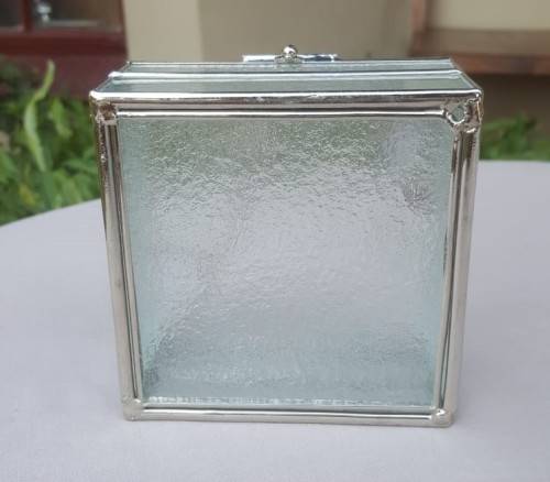 CUTE FROSTED GLASS AND ALUMINIUM TRINKET / JEWELLERY BOX