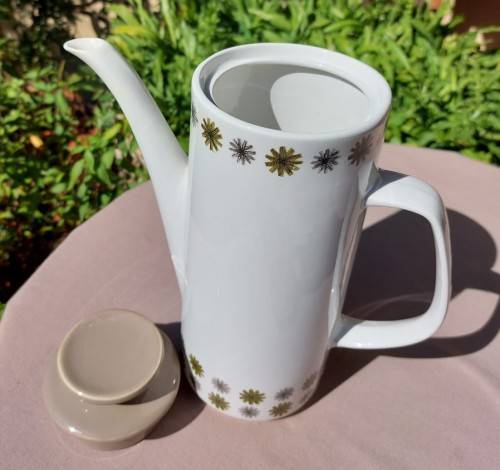 LARGE VINTAGE RETRO JandG MEAKIN ENGLAND COFFEE/TEA SET WITH GALAXY STAR DECORATION