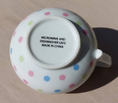 CUTE PINK, BLUE AND GREEN DOTTED TEA POT, SUGAR POT AND CREAMER MADE IN CHINA
