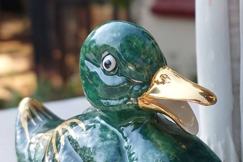CESARE VILLARI! - CVS CAPODIMONTE ITALY! - 18CT GOLD GILT! - PORCELAIN DUCKS! - RARE AND VALUABLE PL