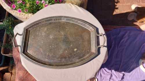 MAZEPPA ENGLAND ANTIQUE LARGE (60x38CM) SILVERPLATED TRAY