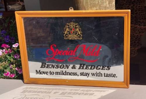COLLECTABLE FRAMED BENSON and HEDGES BAR MIRROR