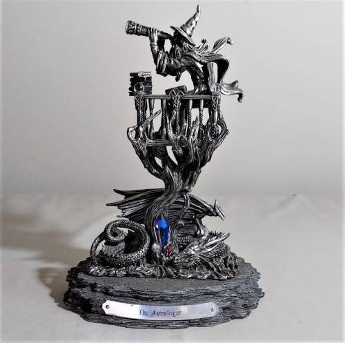 A ONE YEAR ONLY PIECE! - THE 2012 ASTROLOGER WITH HIS DRAGON FIGURINE - HEAVY PEWTER - BY J. ASCOUGH