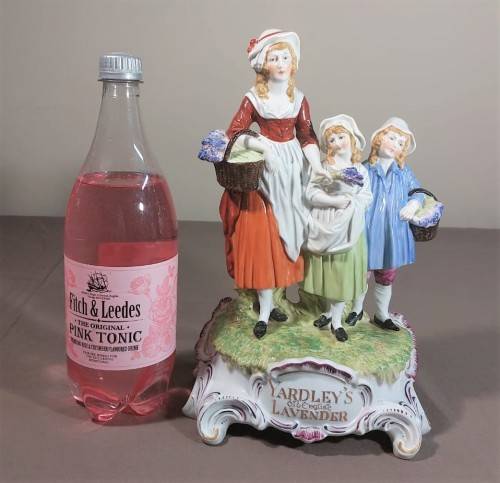 ANTIQUE DRESDEN (CARL THIEME 1920S MARK) GERMANY PORCELAIN FIGURINE YARDLEYS ADVERTISING 31CM HIGH