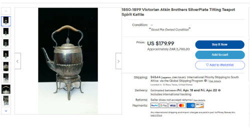 ATKIN BROTHERS SHEFFIELD ENGLAND ANTIQUE EARLY 1900S SILVERPLATED TEAPOT ON STAND WITH BURNER