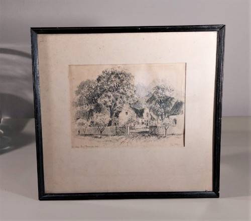 CHARLES ERNEST PEERS! (1875-1944) PENCIL SKETCH THE RHONE FARMSTEAD IN THE GROOT DRAKENSTEIN VALLEY