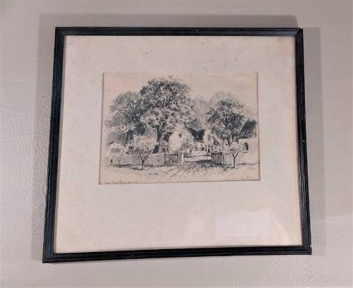 CHARLES ERNEST PEERS! (1875-1944) PENCIL SKETCH THE RHONE FARMSTEAD IN THE GROOT DRAKENSTEIN VALLEY