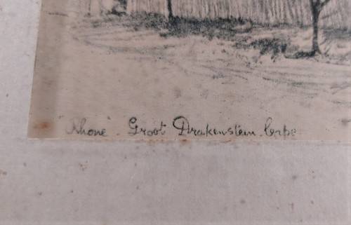 CHARLES ERNEST PEERS! (1875-1944) PENCIL SKETCH THE RHONE FARMSTEAD IN THE GROOT DRAKENSTEIN VALLEY