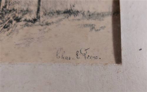 CHARLES ERNEST PEERS! (1875-1944) PENCIL SKETCH THE RHONE FARMSTEAD IN THE GROOT DRAKENSTEIN VALLEY