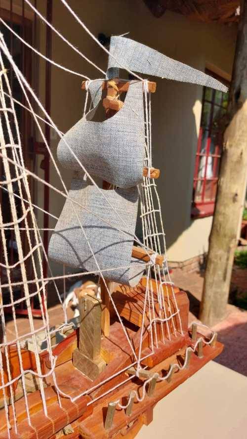 LARGE 1,1M LONG 75CM HIGH CUSTOM MADE 3 MASTED WOODEN SAILING WAR SHIP OR GALLEON