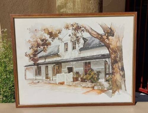 SA MASTER TED HOEFSLOOT (1913  2013) CAPE COTTAGE PRINT  SIZE (45CM W 34CM H) 2ND OF 4 ON AUCTION