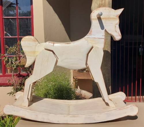 VINTAGE WOODEN ROCKING HORSE LARGE 80CM HIGH 90CM WIDE
