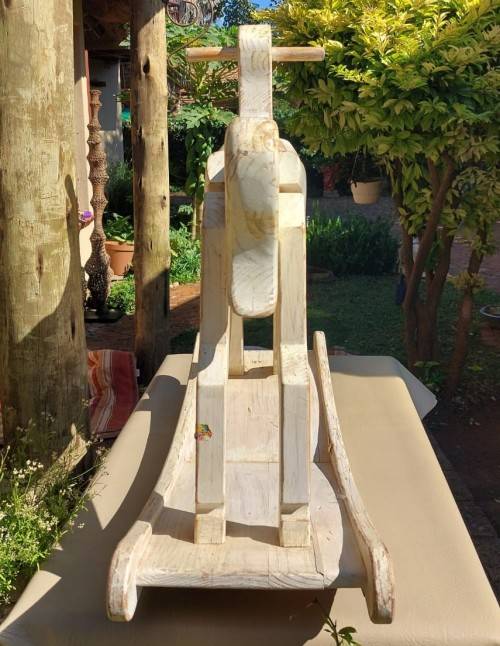 VINTAGE WOODEN ROCKING HORSE LARGE 80CM HIGH 90CM WIDE