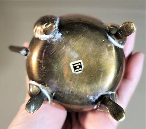 BEAUTIFUL INDIAN MADE BRASS SUGAR POT AND CREAMER ON TRAY