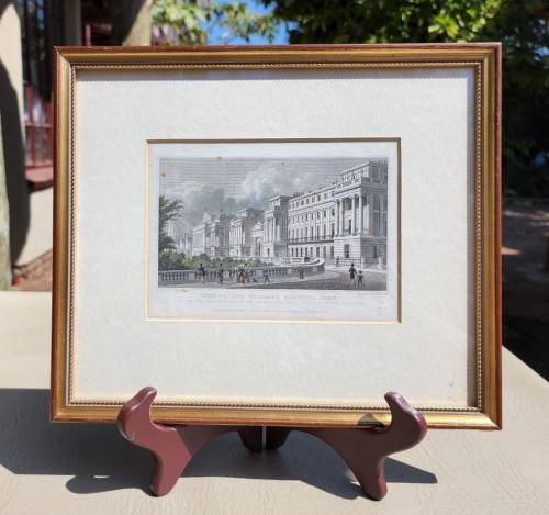 CUMBERLAND TERRACE ANTIQUE 1820S SHEPHERD DESIGN AND TINGLE ENGRAVING WITH SOME HAND COLOURING